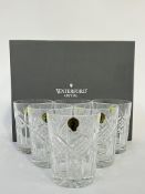 A boxed set of six Waterford Crystal cut glass Grainne Tumblers (each with original paper label