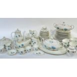 A Wedgewood Ice Rose pattern part dinner service comprising a teapot (h-16cm w-26cm), a coffee