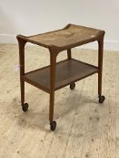 Paragon, A 1960's teak tea trolley - The Glyder - lift of tray top over tapered supports united by