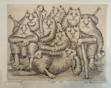 Carol Travers Lummus (American, 1937- ), Baaux Sox, engraving, artist's proof, signed bottom