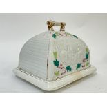 A rectangular nineteenth century Staffordshire cheese dome with moulded farmyard scenes and