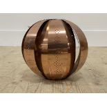 A pierced sheet copper lamp shade of spherical form D25cm