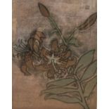M. W. Yoshimoto, Orchid, on gilded paper, signed top right 1/30, paper label verso, in gilt ebonised