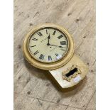 A Victorian cream painted mahogany cased drop dial wall clock, the white painted 12" dial with Roman