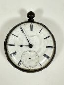 A London silver open face pocket watch with enamel dial and subsidiaries dial with Roman numerals,