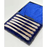 A set of six Sheffield silver, 1915, Edwardian Epns bladed tea knives in original fitted case,