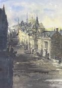 Robert Stevenson (Scottish), High Street, Edinburgh, watercolour, signed bottom right and