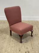 A 1930's stained beech framed upholstered bedroom chair H73cm