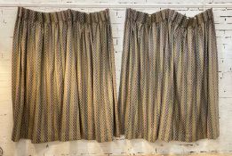Anta, a pair of checked wool lined and interlined pleated curtains, W145cm x drop 204cm
