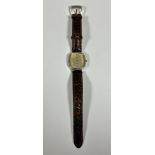 A lady's Omega stainless steel Deville quartz wristwatch with silver dial and baton hour markers, on