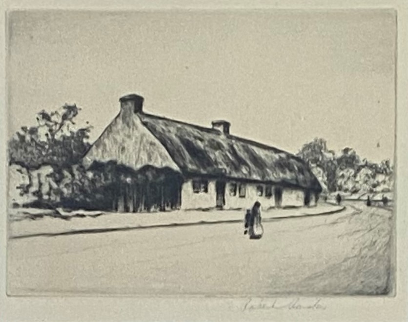 Robert Houston (British: 1891-1942), Thatched Cottage, signed in pencil bottom right in ebonised