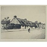 Robert Houston (British: 1891-1942), Thatched Cottage, signed in pencil bottom right in ebonised
