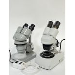 A Nikon 71561 model binocular stereo microscope (h- 26cm) and a Brunel binocular microscope (h-