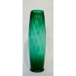 A large decorative Italian Empoli art glass vase of tapered cylindrical form with flared foot,