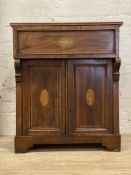 An Edwardian mahogany side cabinet, the frieze drawer and panelled cupboard doors with tulip and