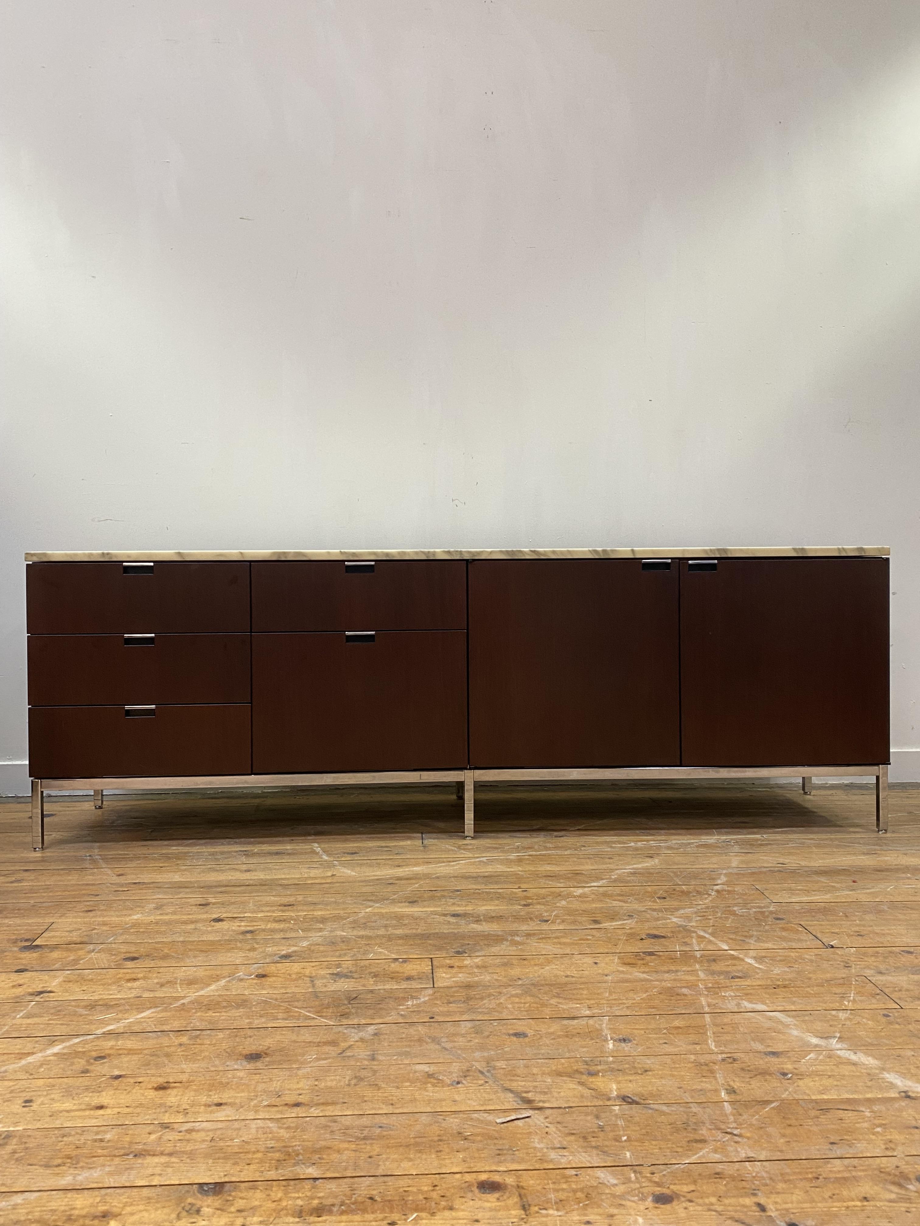 Florence Knoll (1917 - 2019) for Knoll, a credenza sideboard, the white calacatta marble top over - Image 4 of 4