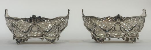 A handsome pair of late Victorian silver sweetmeat baskets, Charles Stuart Harris, London 1894,