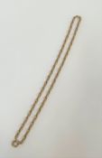 A substantial 9ct gold necklace of chain links. Length 80cm, 121 grams