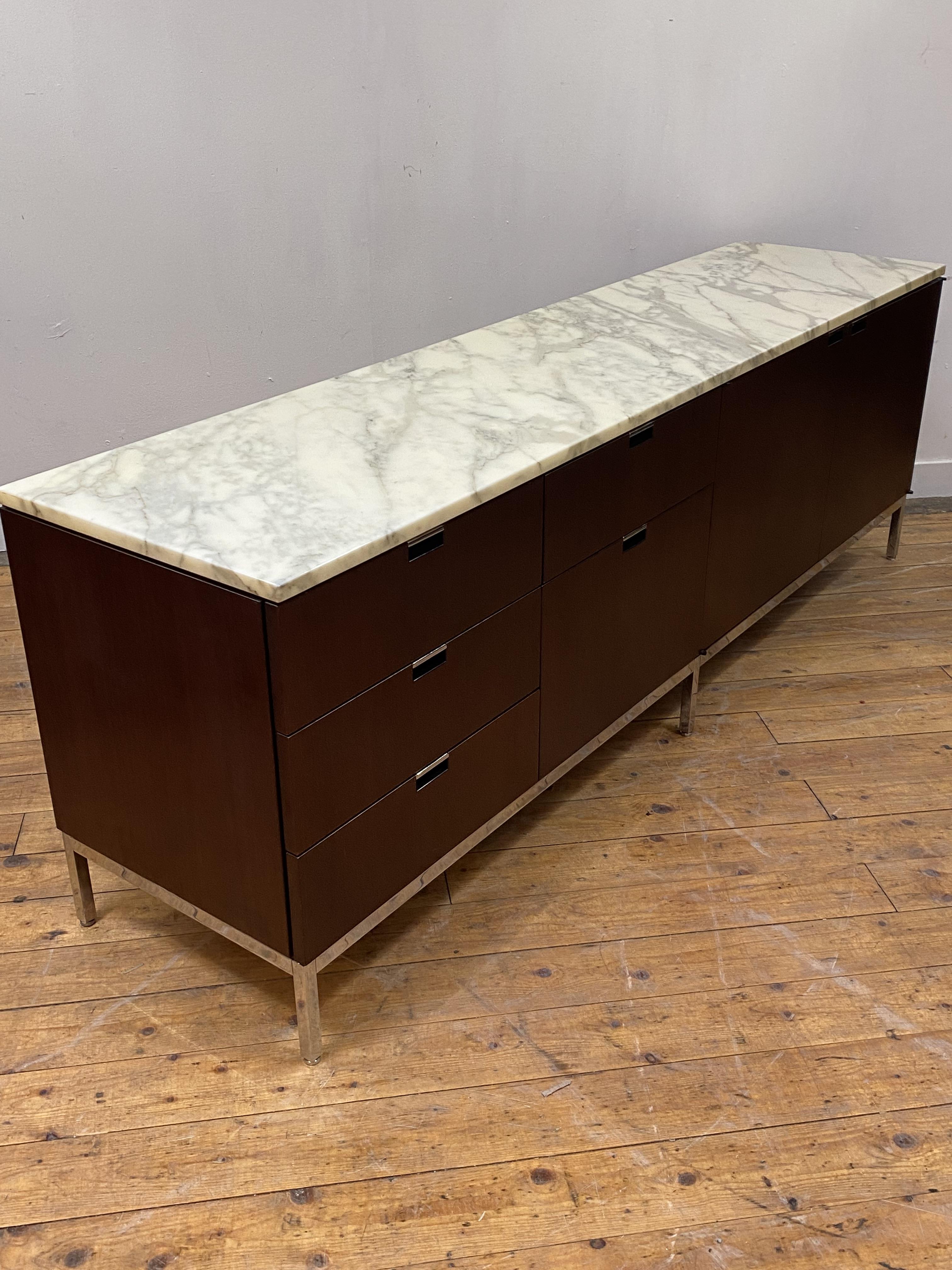 Florence Knoll (1917 - 2019) for Knoll, a credenza sideboard, the white calacatta marble top over - Image 2 of 4