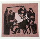 •Willie Rodger R.S.A., R.G.I. (Scottish, 1930-2018), "Dominoes", woodcut, signed, titled and