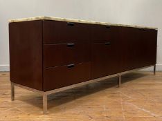 Florence Knoll (1917 - 2019) for Knoll, a credenza sideboard, the white calacatta marble top over