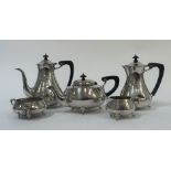 A George V silver five piece tea and coffee service, maker C.E., London 1928, each piece of baluster