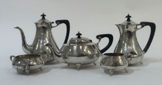 A George V silver five piece tea and coffee service, maker C.E., London 1928, each piece of baluster