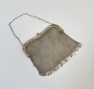 A Portuguese 833 standard silver mesh evening bag, second quarter of the 20th century, the frame