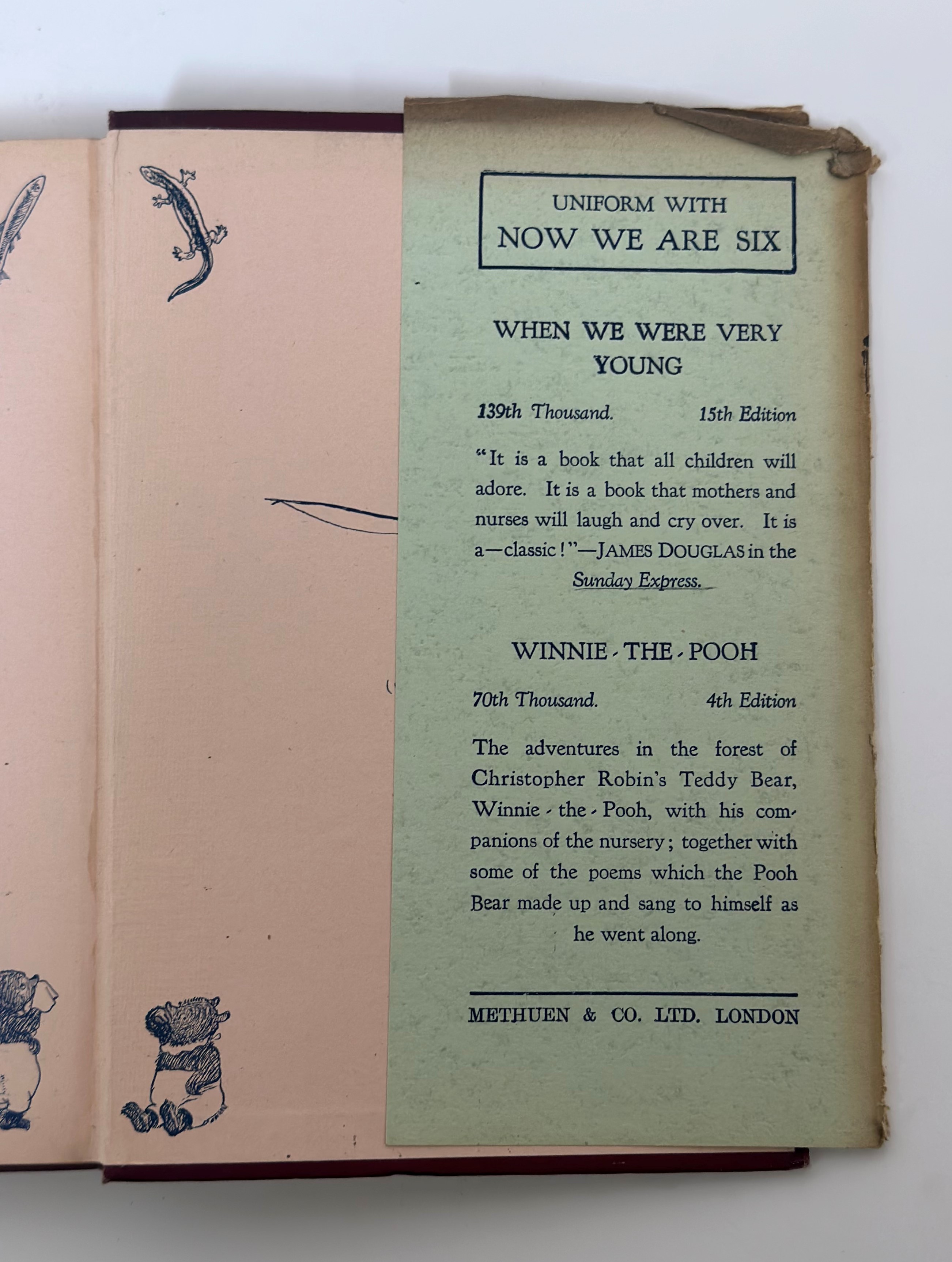 A.A. Milne, Now We Are Six, first edition, illustrations by E.H. Shepard, pictorial endpapers, - Image 5 of 5