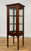 An Edwardian mahogany bijouterie cabinet, the top with boxwood inlaid flower head to centre and