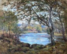 Joseph Morris Henderson R.S.A. (Scottish, 1864-1936), A River Seen Through a Woodland Clearing,