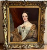 English School, c. 1840, Portrait of a Young Lady in a Paisley Shawl, half-length, oil on canvas, in