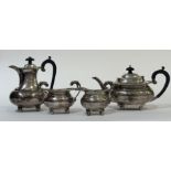 An Edwardian silver four piece bachelor's tea and coffee service, Elkington & Co., Birmingham 1909