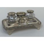 An early Victorian silver desk standish, Robb & Whittet, Edinburgh 1838, the stand of rectangular
