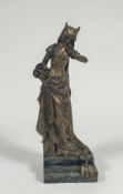 Charles Emile Jonchery (French, 1873-1937), a gilt-bronze figure of a Medieval noblewoman modelled