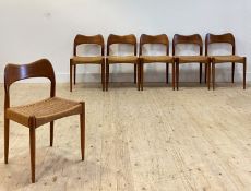 Arne Hovmand-Olsen (Danish 1919-1989) for Morgens Kold, a set of six teak dining chairs, the