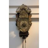 A Dutch wall clock, the case with gilt and gesso pierced frets and painted with opposing mermaids,