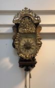 A Dutch wall clock, the case with gilt and gesso pierced frets and painted with opposing mermaids,