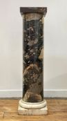 A Breccia marble column, 19th century, the square (associated) top over cylindrical shaft and