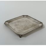 A George V silver salver, Atkin Brothers, Sheffield 1932, in the Art Deco taste, square, with cut-