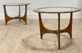 Adrian Pearsall for Lane, a pair of American walnut circular end tables, circa 1960's, each top