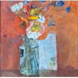 •Ellen Malcolm (Scottish, 1923-2002), Flowerpiece, signed lower right, oil on board, framed. 27.