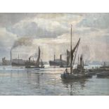 After Arthur Burgess, The Thames at Dartford, print, in gilt glazed frame (30cm x 41cm)