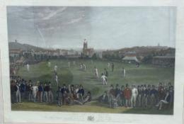 Cricketing Interest: 19thc engraving after a painting by William Drummond and Charles Basebe, The