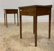 A pair of early 20th century mahogany bedside tables, early 20th century, with ledge back, plate