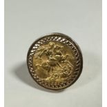 A George V gold sovereign, 1927, mounted in 9ct gold ring (W/X) (total: 14.13g)
