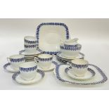 A Standard China gilt blue and white part tea set comprising two serving platters with moulded