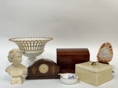 A mixed group comprising a plaster bust of the late Queen Elizabeth II, a decorative gilt pierced