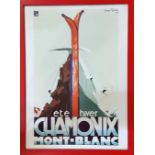 Hiete Hiver Chamonix Mont-Blanc, After Henry Reve, 1933, poster, in red glazed frame (69cm x 49cm)
