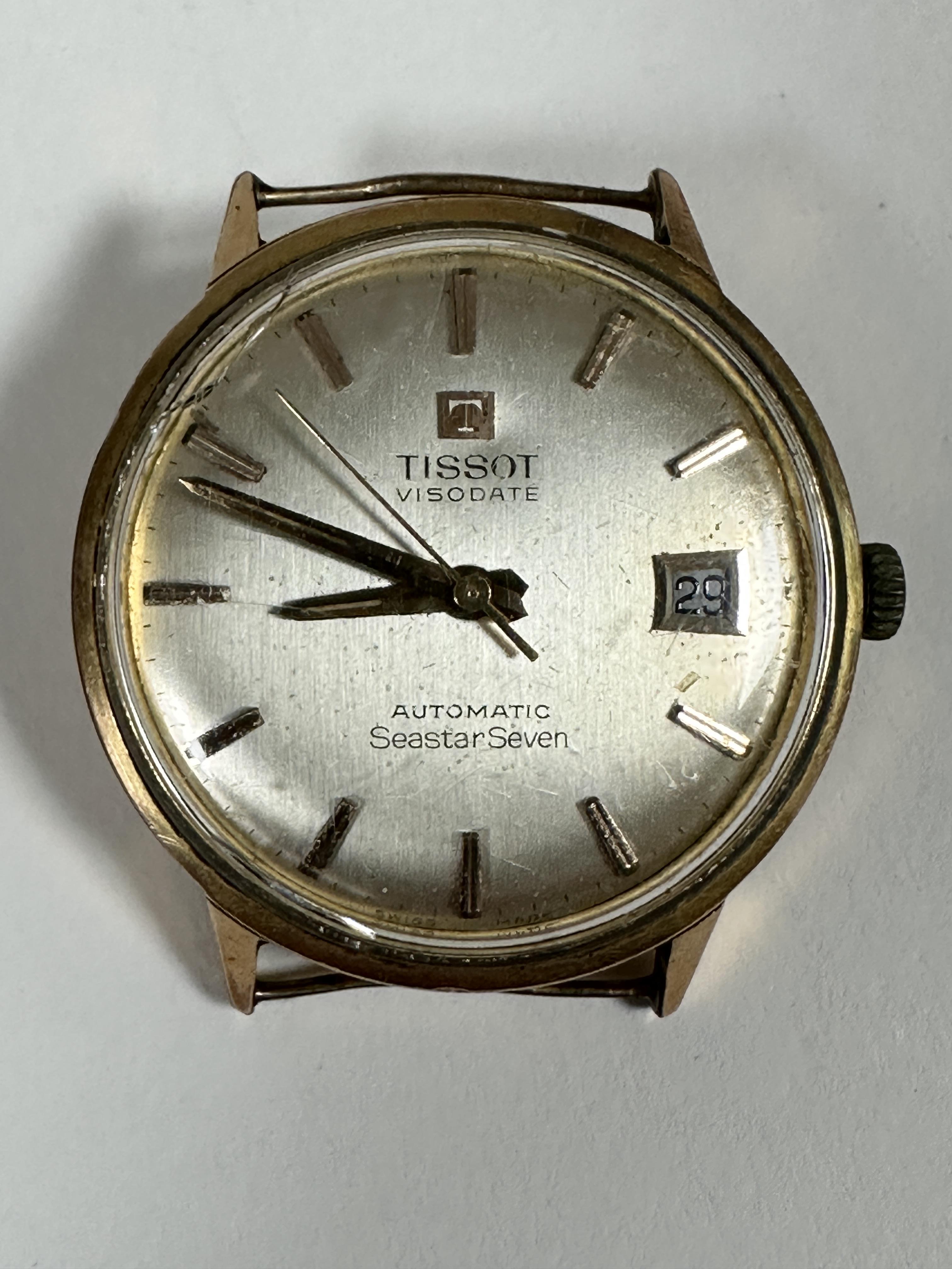 A gentleman's Tissot yellow metal Bisodate automatic SeaStar 7 vintage wristwatch with baton hour